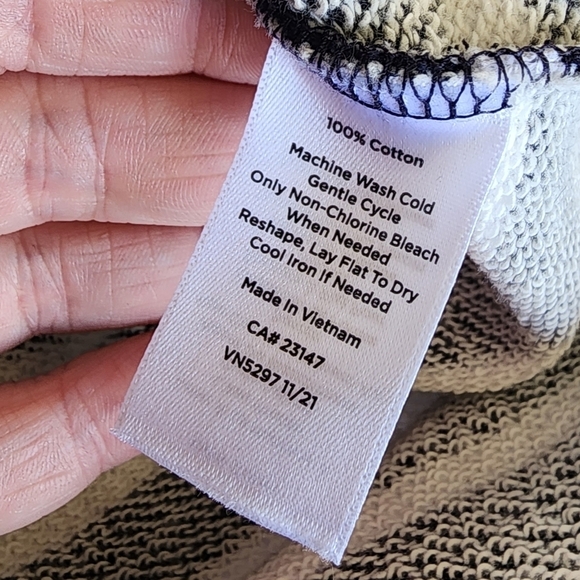 T by Talbots Terry Dress Black White Stripe Pink Lace Up Front Women's Size XS - Picture 7 of 7